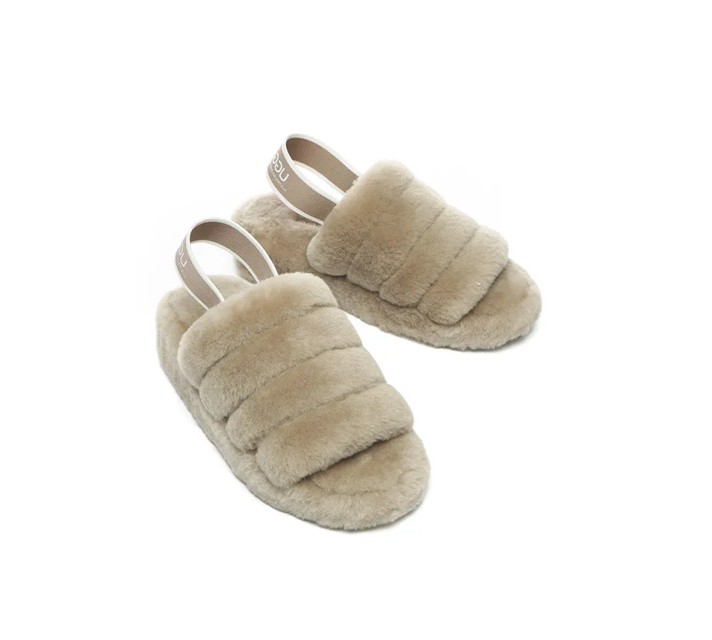 AUSTRALIAN SHEPHERD® UGG Women Slingback Fluffy Slides Puffy