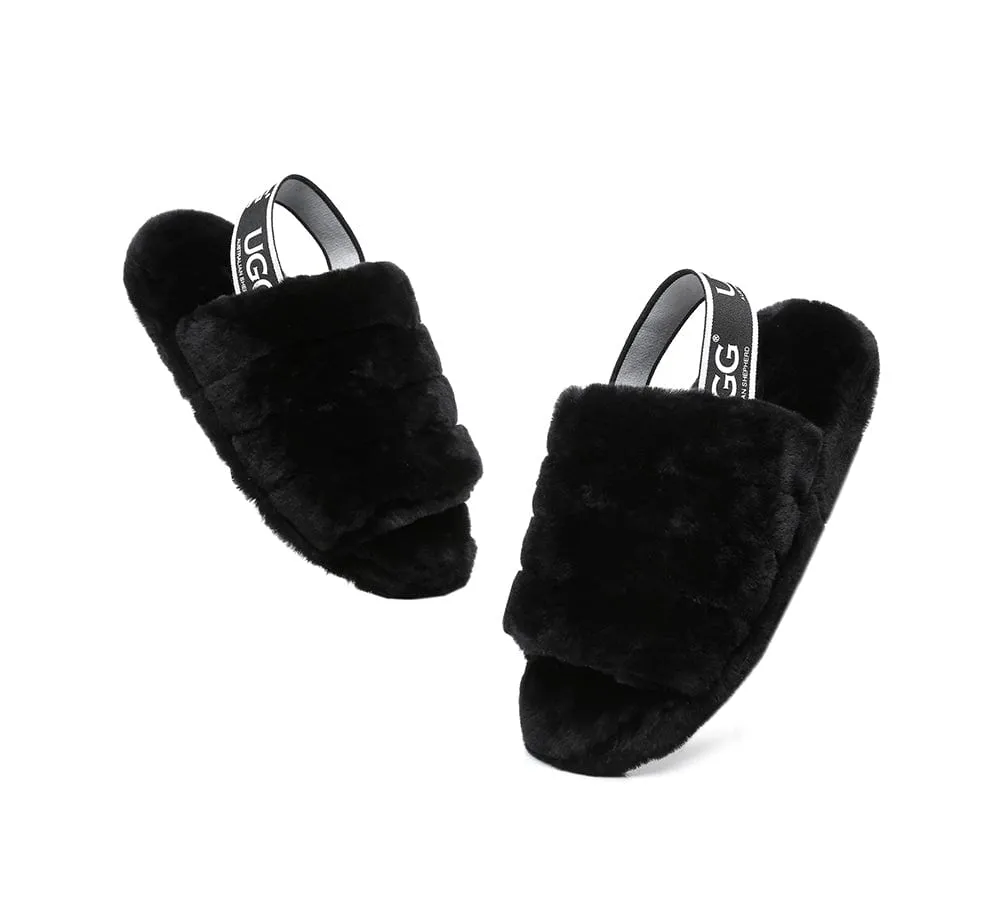 AUSTRALIAN SHEPHERD® UGG Women Slingback Fluffy Slides Puffy