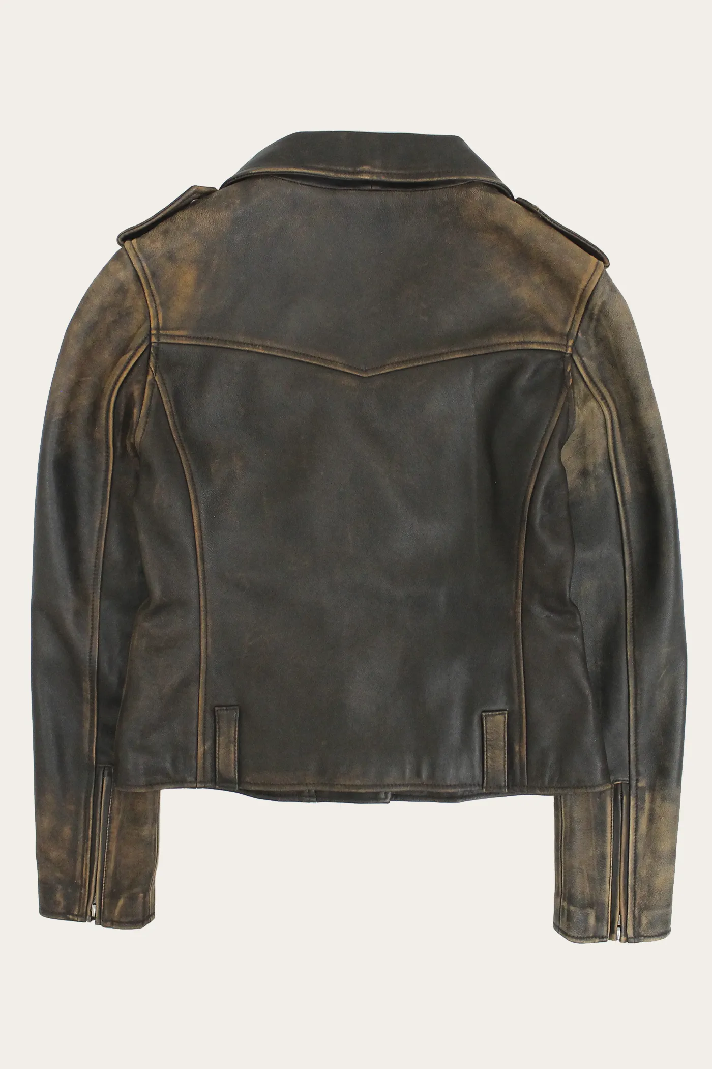 Authentic Soft Lamb Crackle Leather Biker Jacket