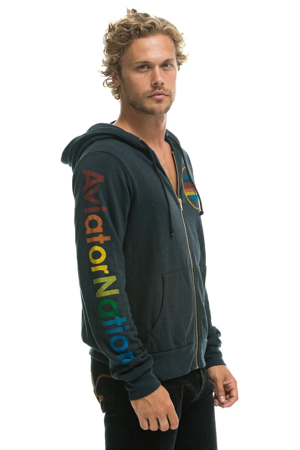 AVIATOR NATION MANHATTAN BEACH ZIP HOODIE - CHARCOAL