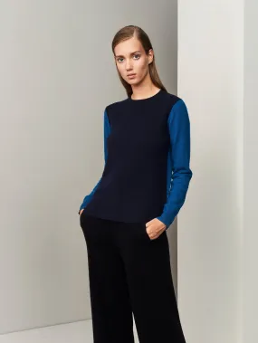 Balance Blocks Cashmere Sweater - Dark Navy x Island Blue