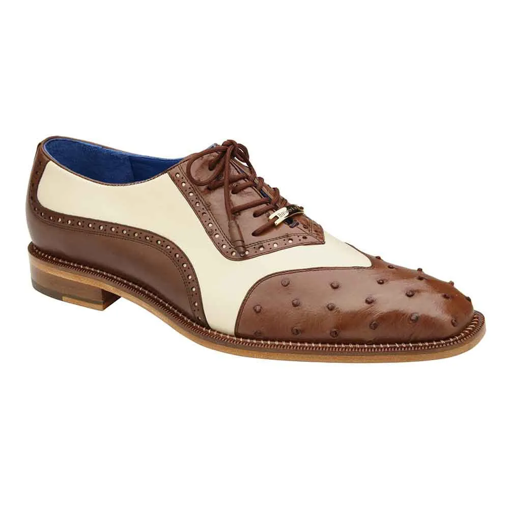 Belvedere Sesto Men's Oxfords Brown/Cream Genuine Ostrich Shoes