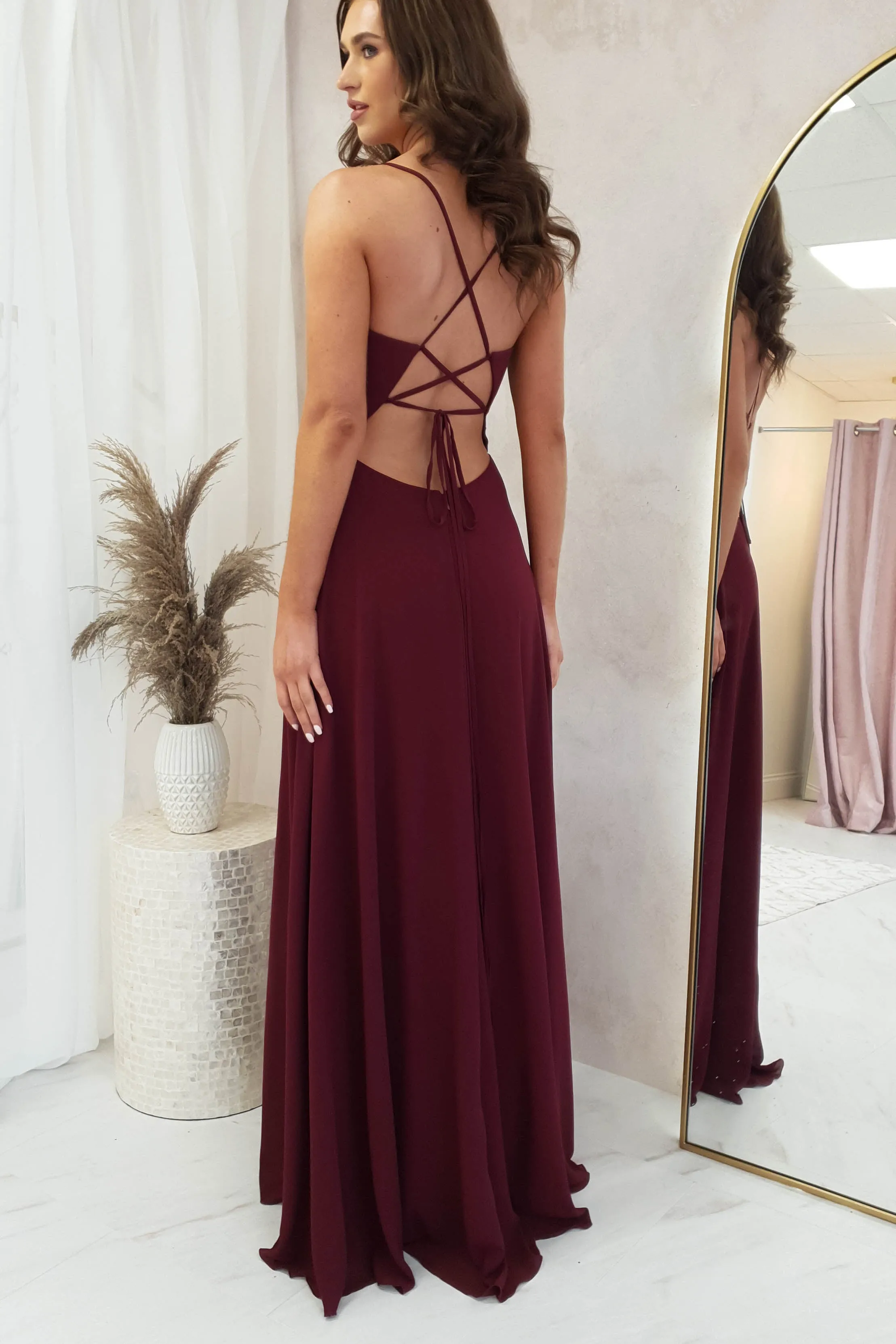 Bethy Soft Chiffon Maxi | Burgundy