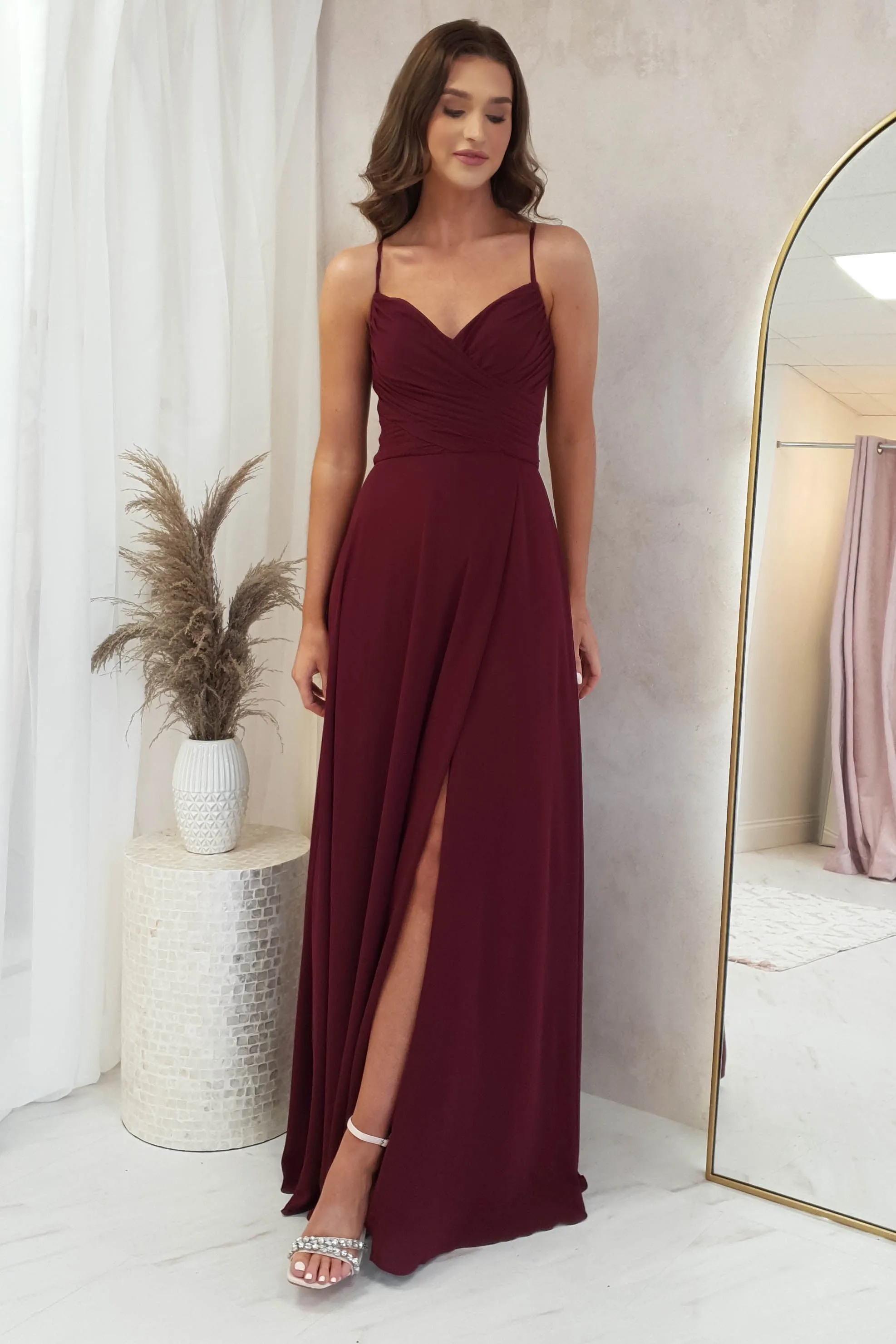 Bethy Soft Chiffon Maxi | Burgundy