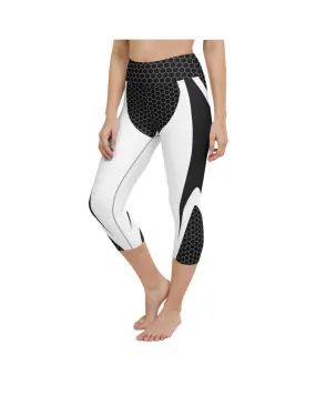 Black & White Honeycomb Carbon Yoga Capris