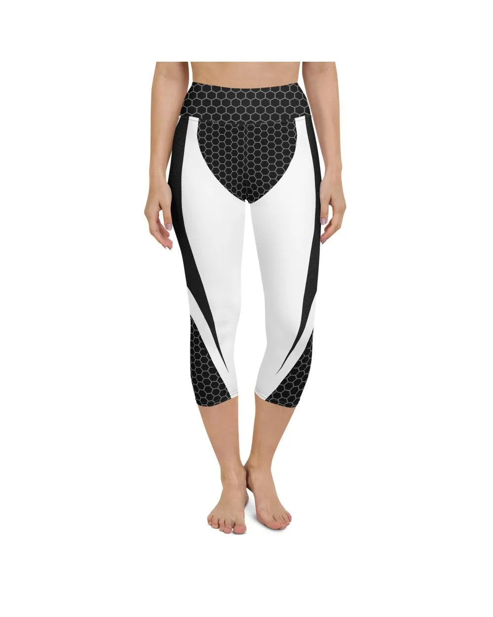 Black & White Honeycomb Carbon Yoga Capris