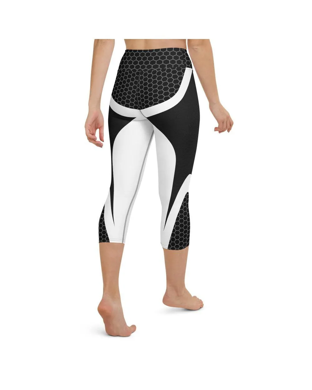 Black & White Honeycomb Carbon Yoga Capris