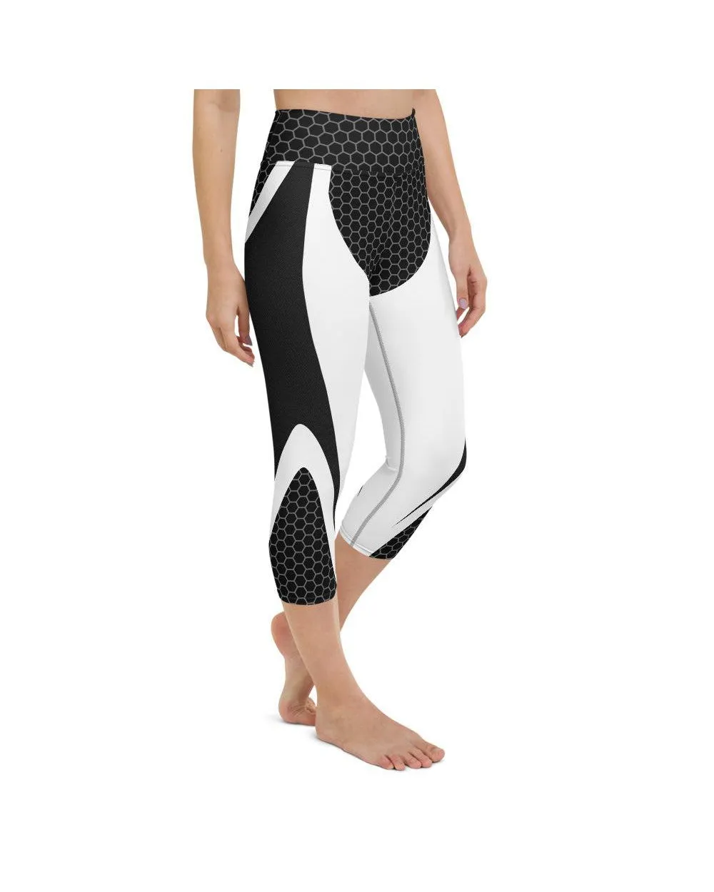 Black & White Honeycomb Carbon Yoga Capris