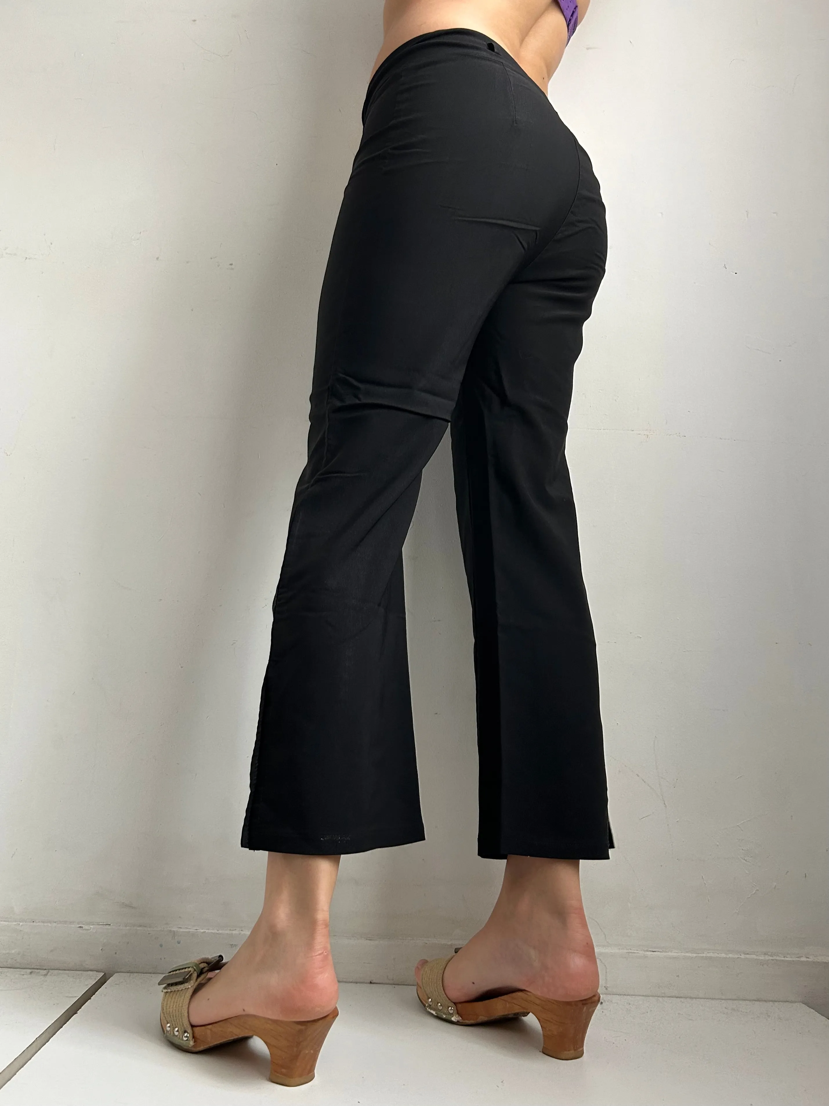 Black cotton low rise office pants (S/M)