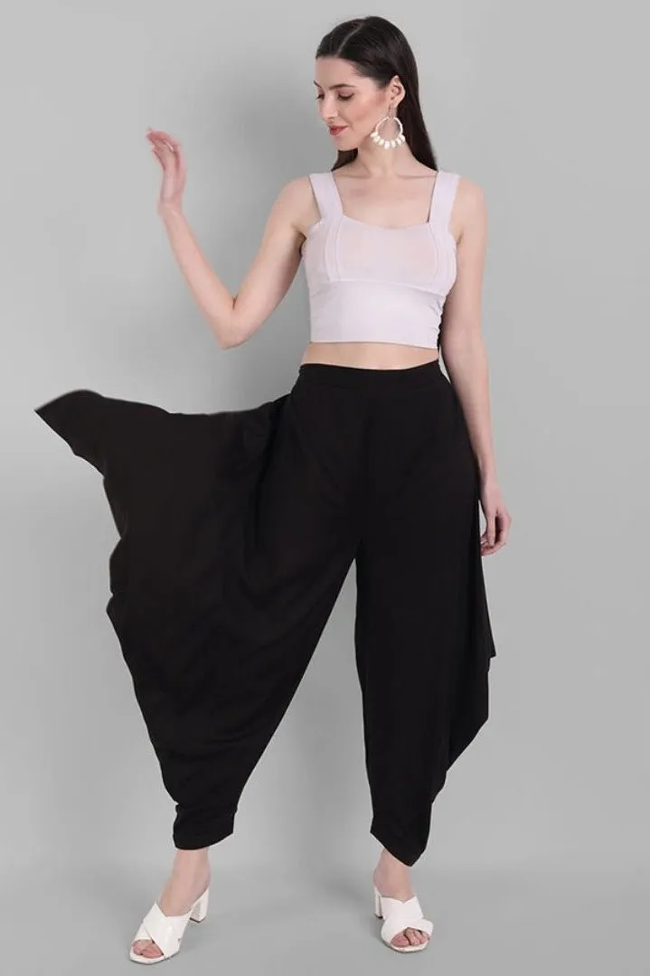 Black Cotton Triangle Dhoti Pants