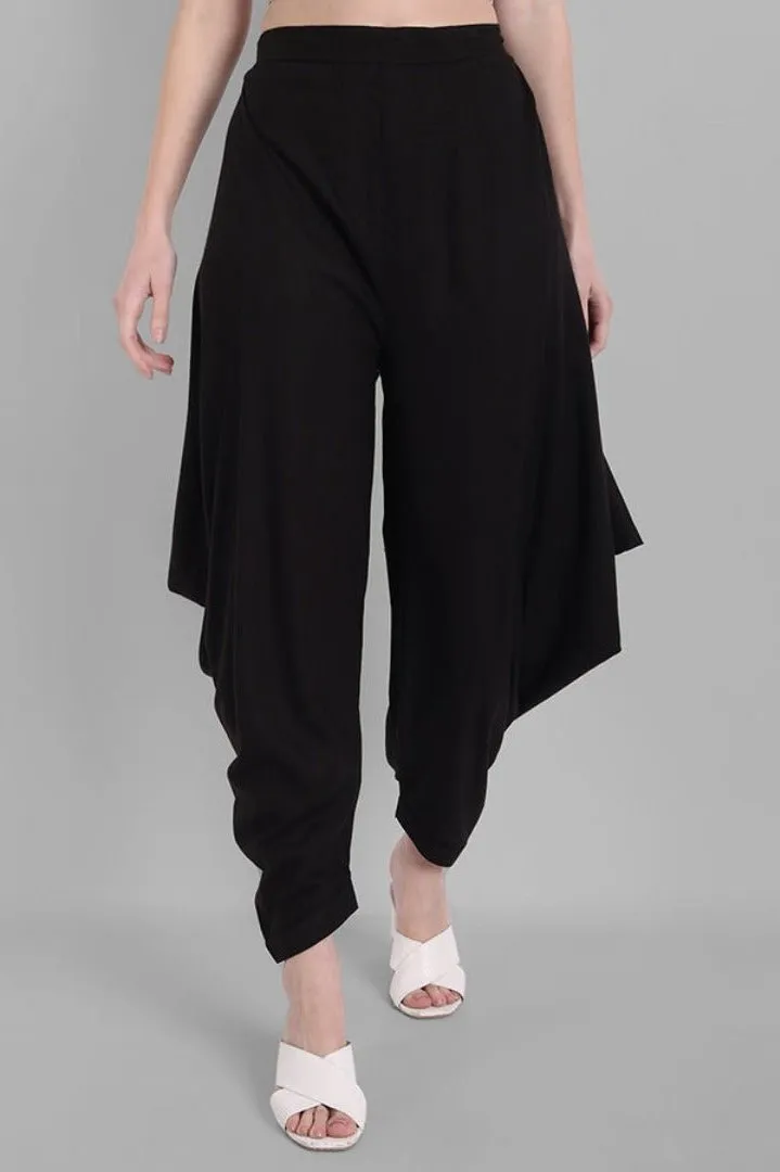 Black Cotton Triangle Dhoti Pants