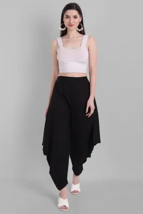 Black Cotton Triangle Dhoti Pants