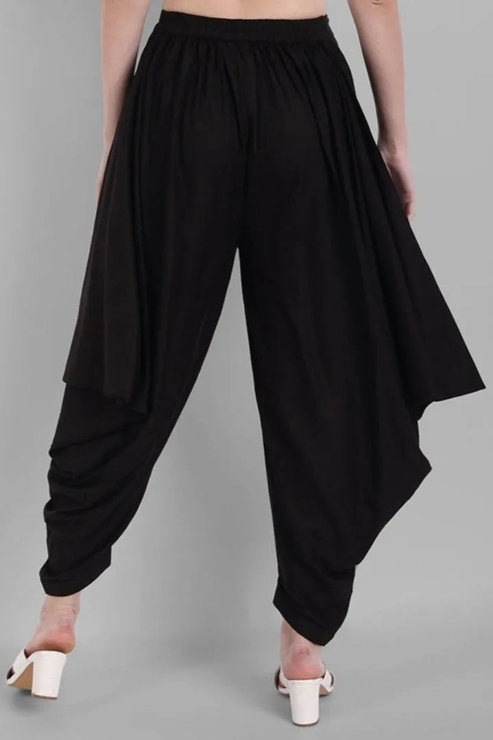 Black Cotton Triangle Dhoti Pants