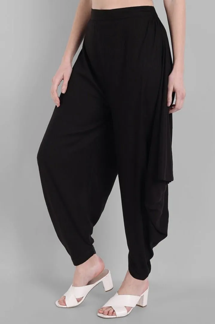 Black Cotton Triangle Dhoti Pants