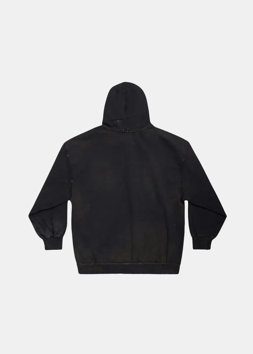 Black Distressed Zip-Up Hoodie