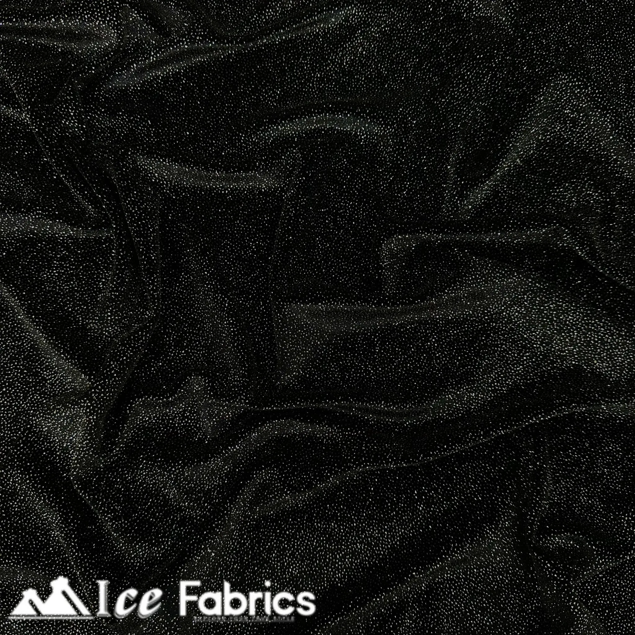 Black Gold Shiny Glitter Stretch Velvet Fabric | Spandex Fabric