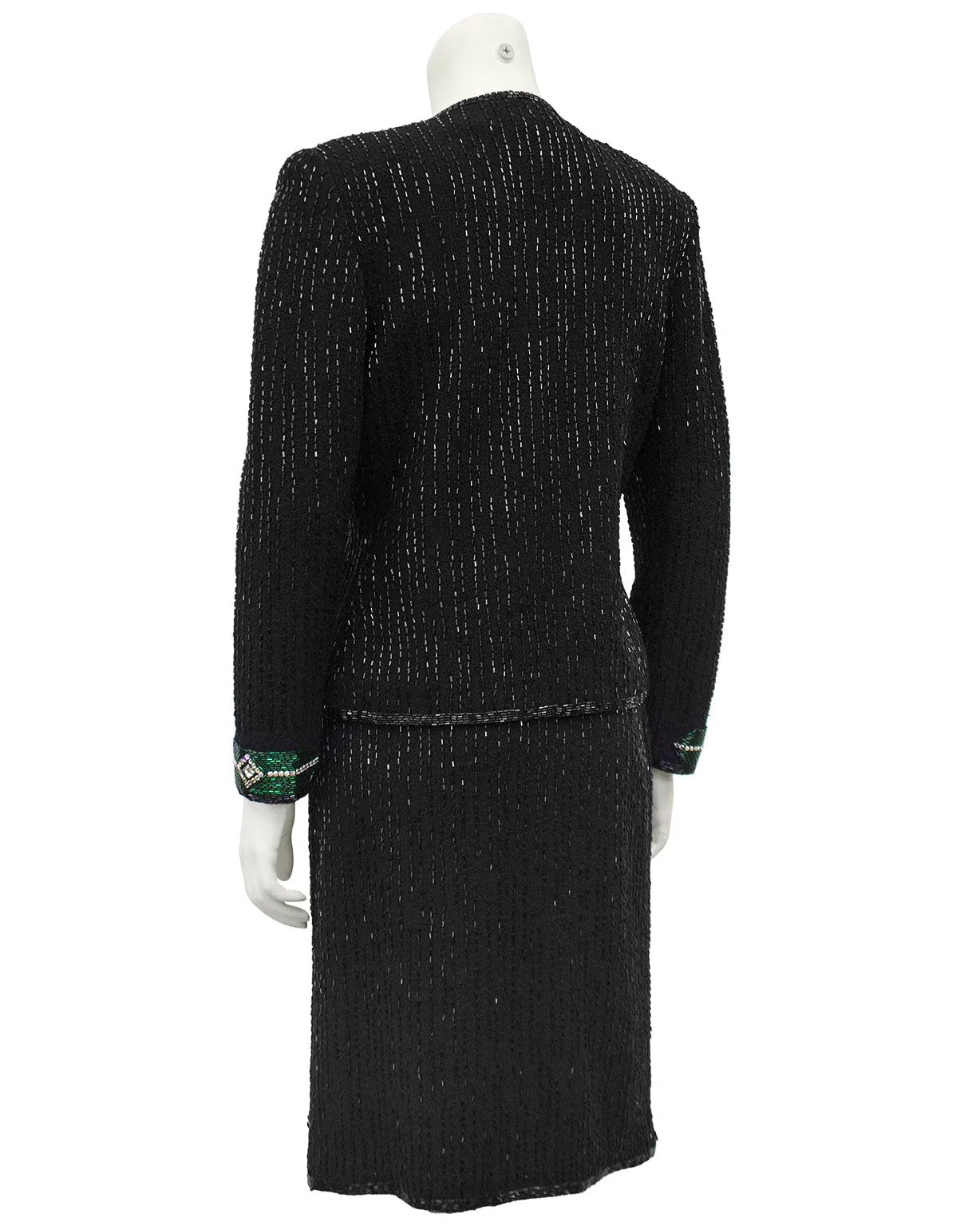 Black Knit Evening Suit with Art Deco Inspired Beading