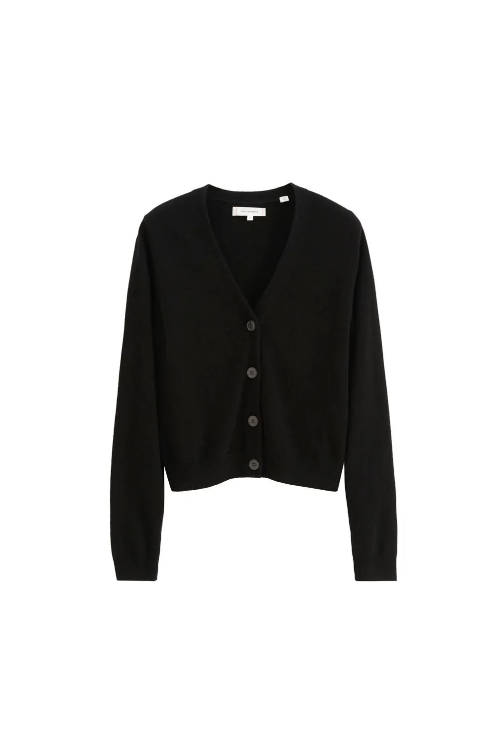 Black Wool-Cashmere Cropped Cardigan