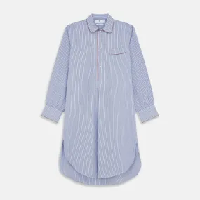 Blue and Navy Halo Stripe Cotton Sussex Nightshirt