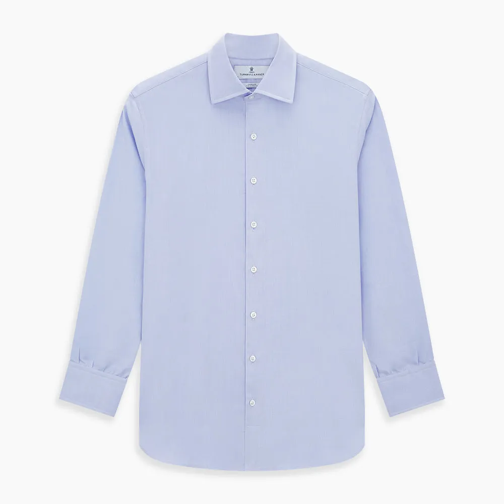 Blue Herringbone Tailored Fit Shirt With Kent Collar