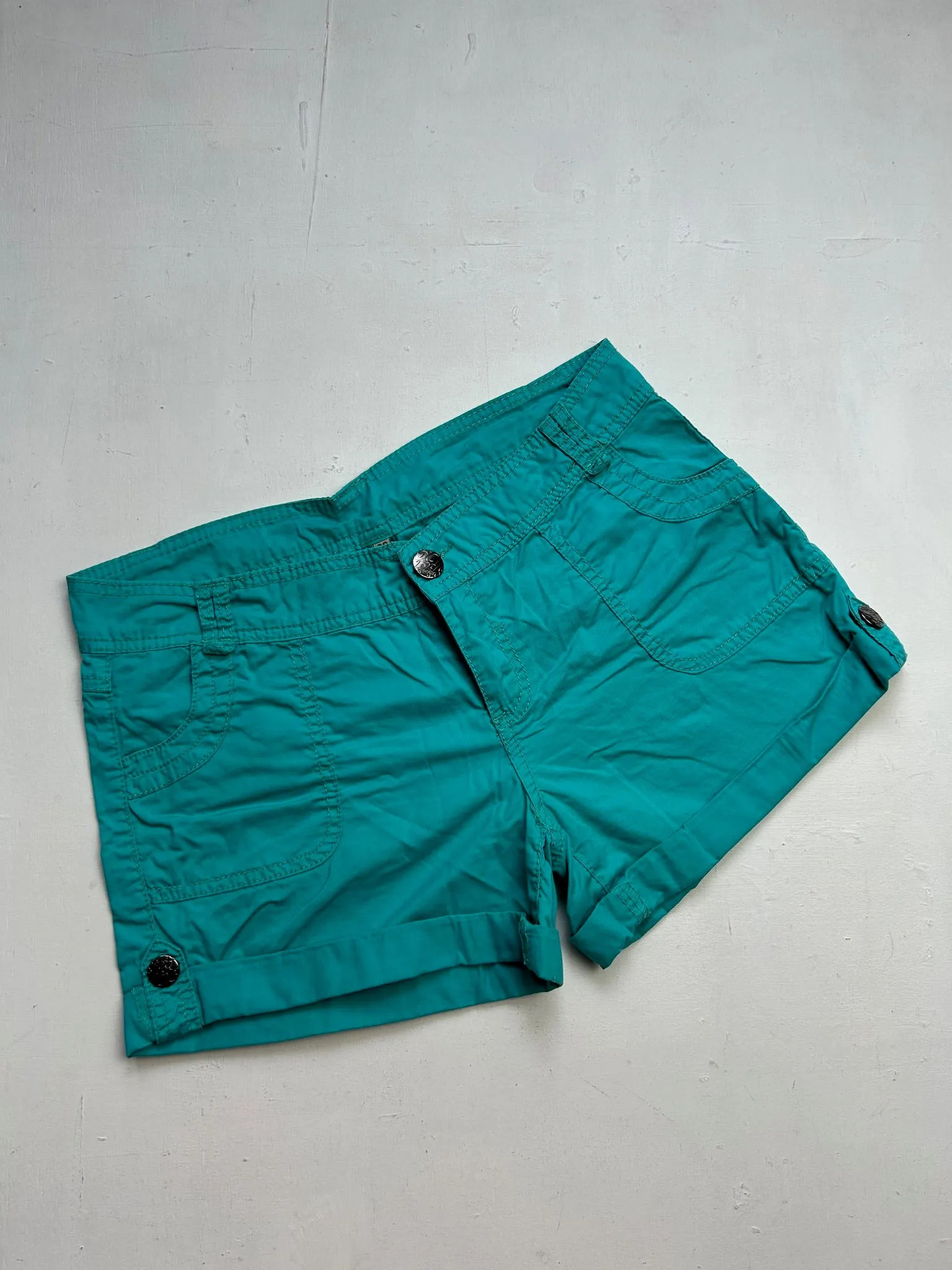 Blue low rise cotton cargo utility mini short (S)