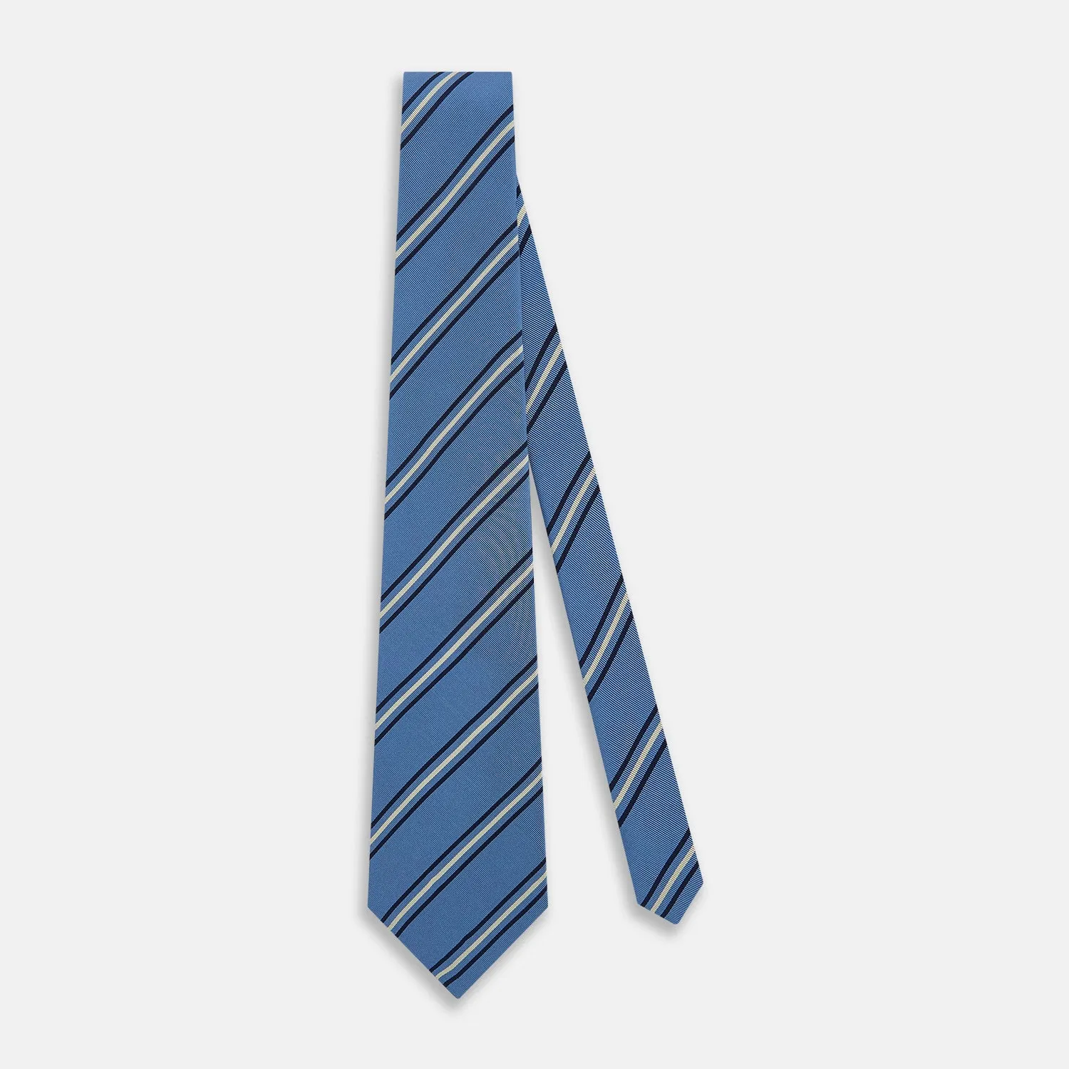 Blue Multi Stripe Silk Blend Tie