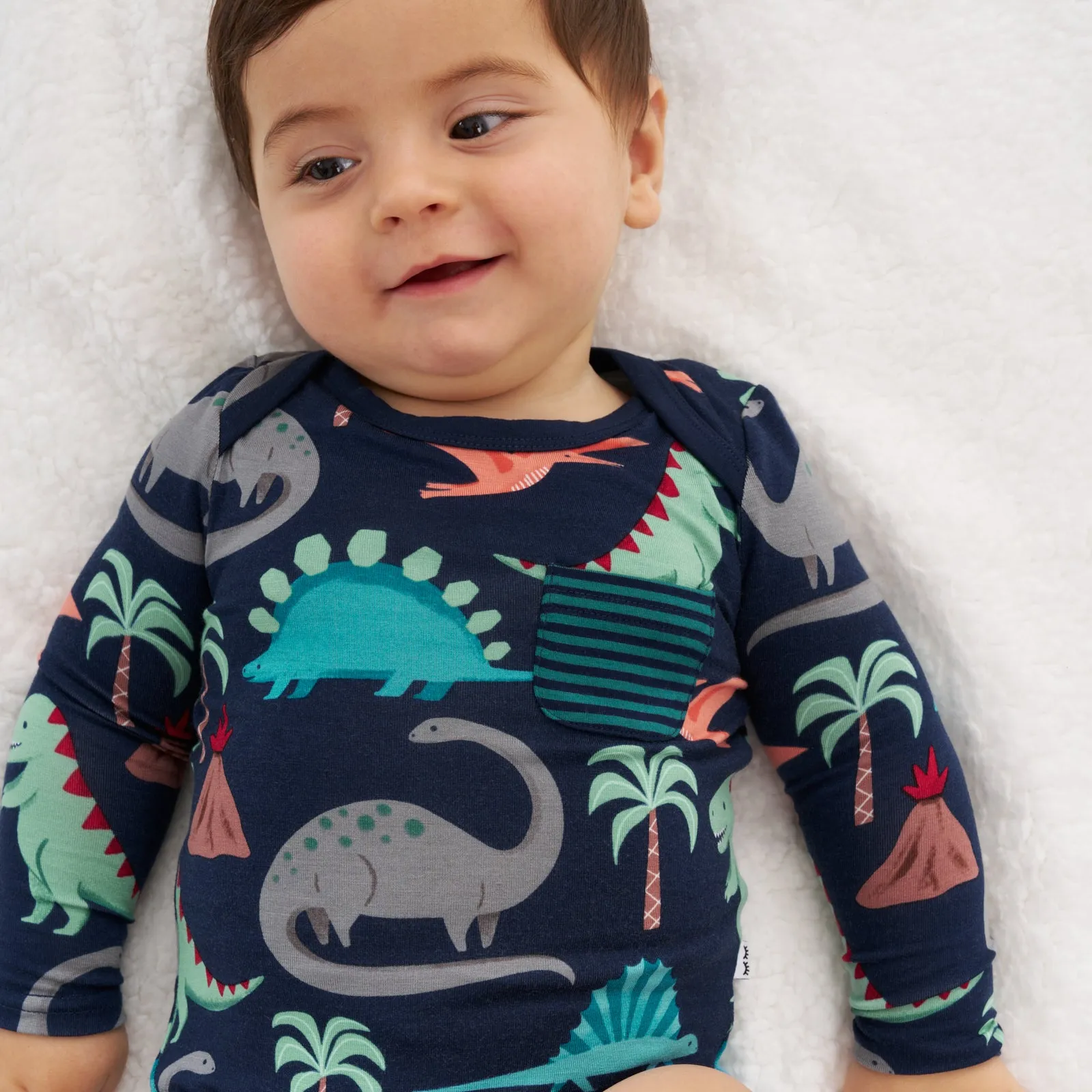 Blue Prehistoric Pals Pocket Bodysuit