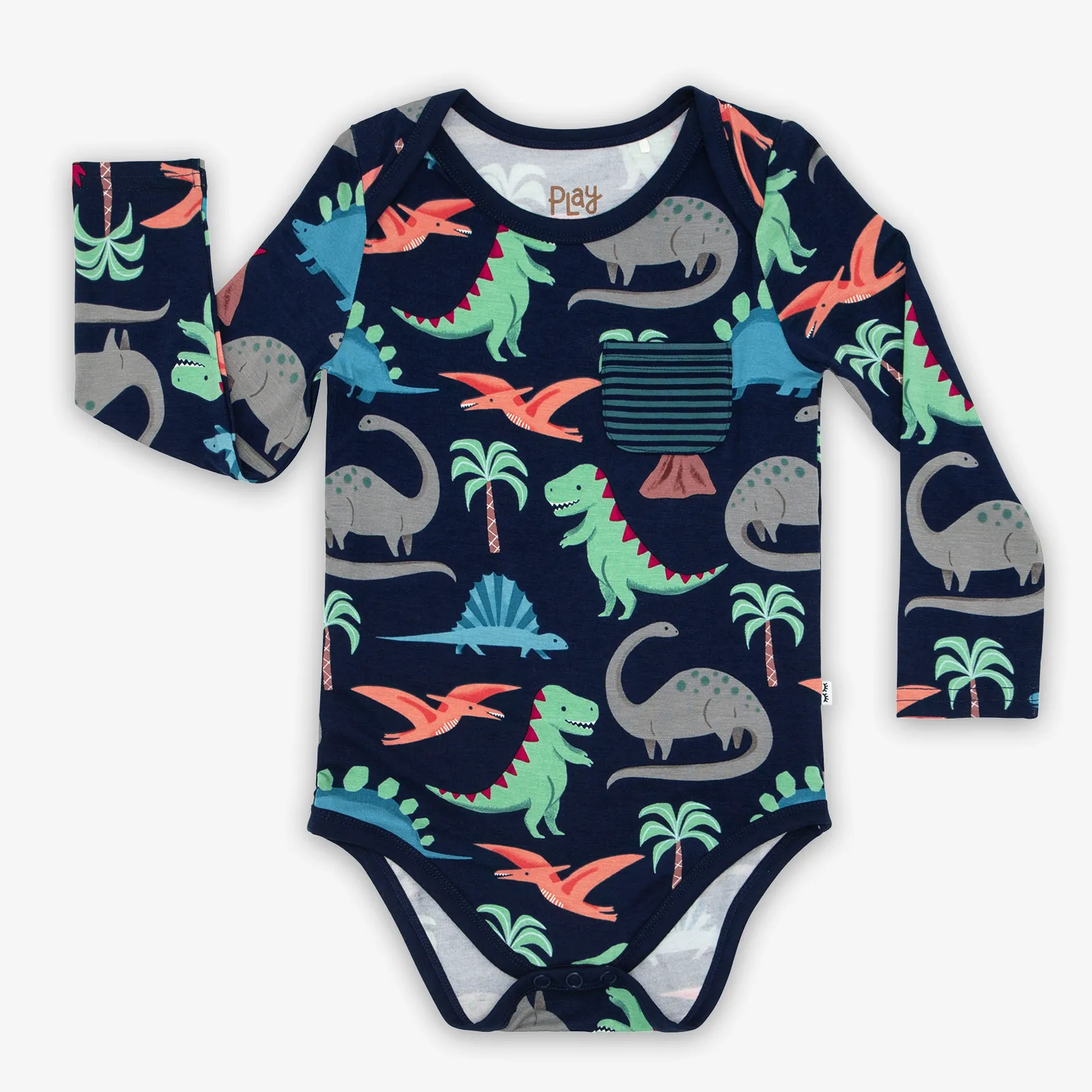 Blue Prehistoric Pals Pocket Bodysuit