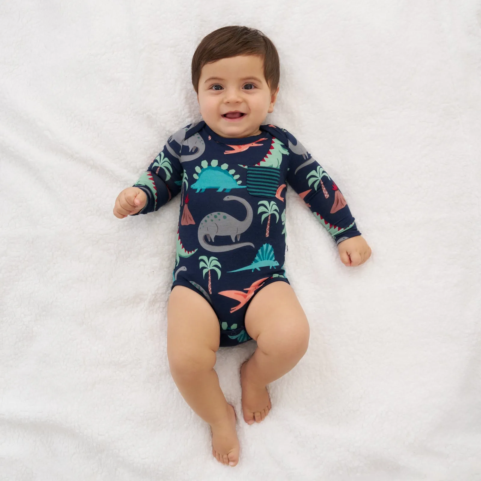 Blue Prehistoric Pals Pocket Bodysuit