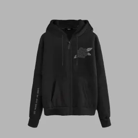 Blvck Hoodie Zipper Roses