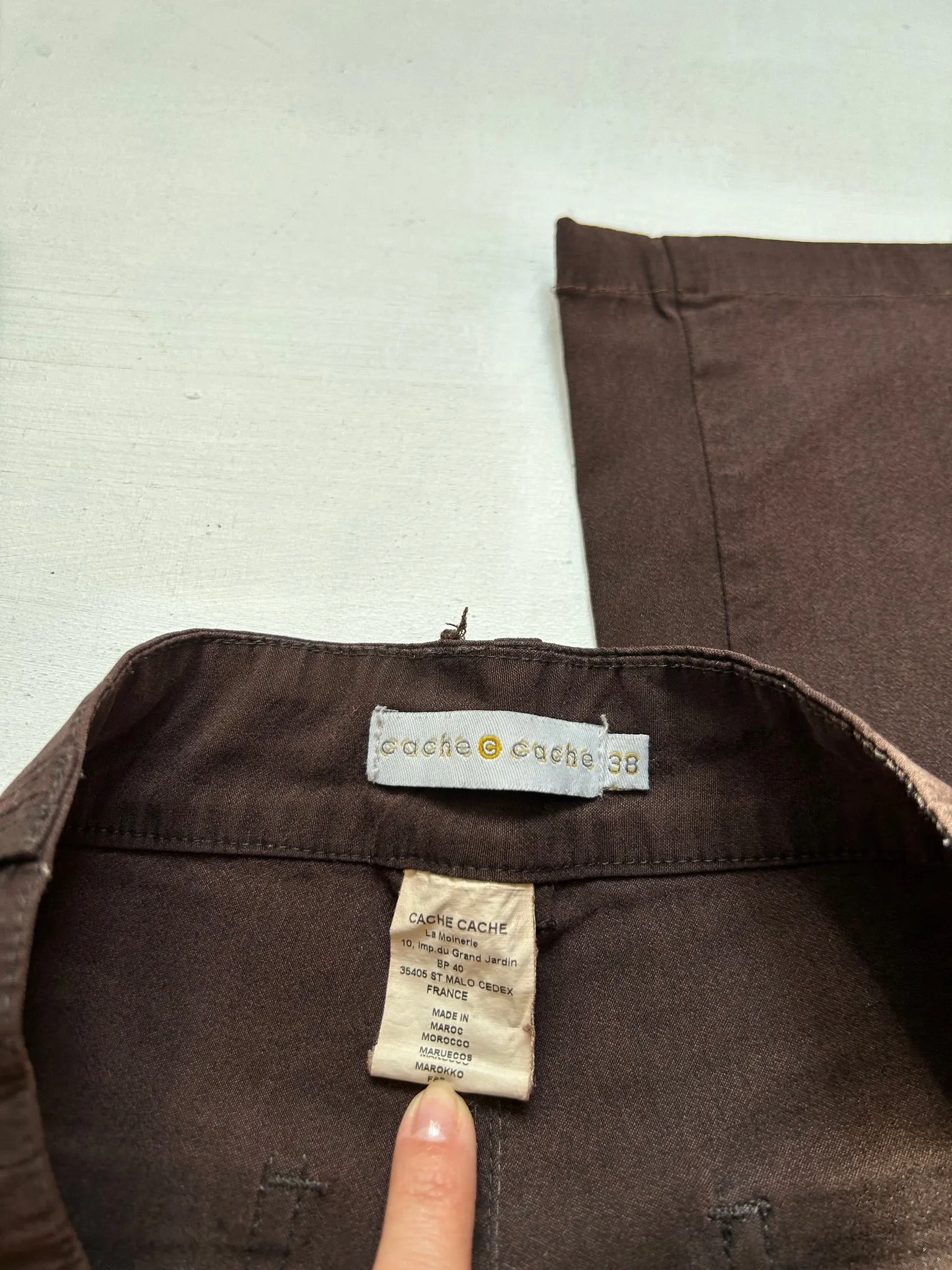 Brown cotton low rise flare office pants (S/M)