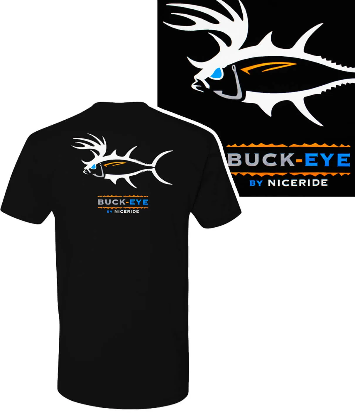 BUCK-EYE - Men's Black Next Level Printed Short Sleeve T- Shirt