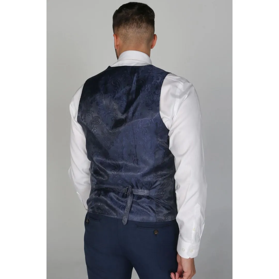 Calvin - Men's Navy Waistcoat Formal Elegant