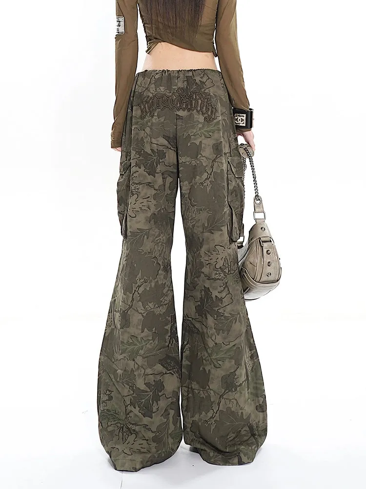 Camo Low-Waisted Cargo Wide-Leg Pants