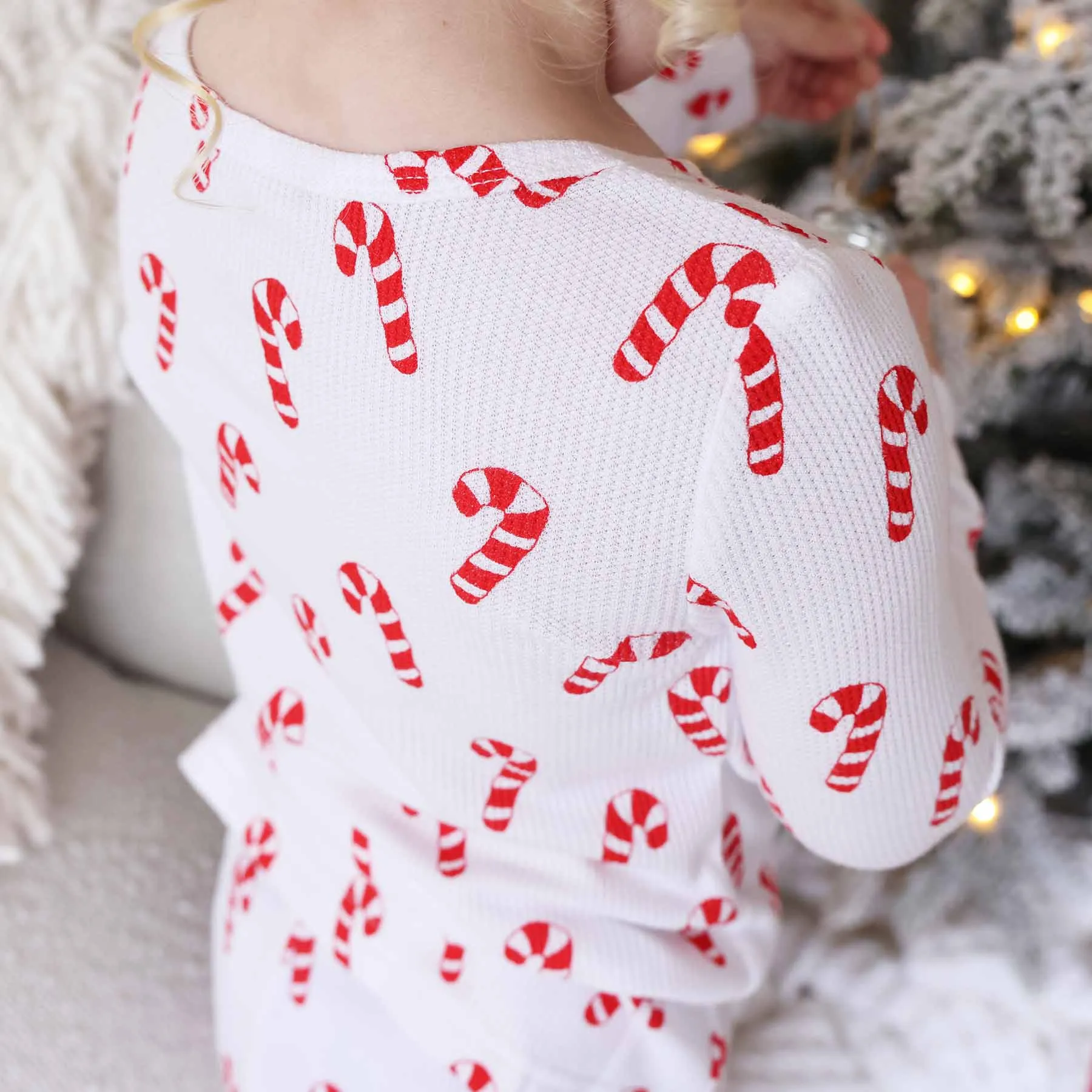 Candy Cane Lane Waffle Two Piece Pajama Set*