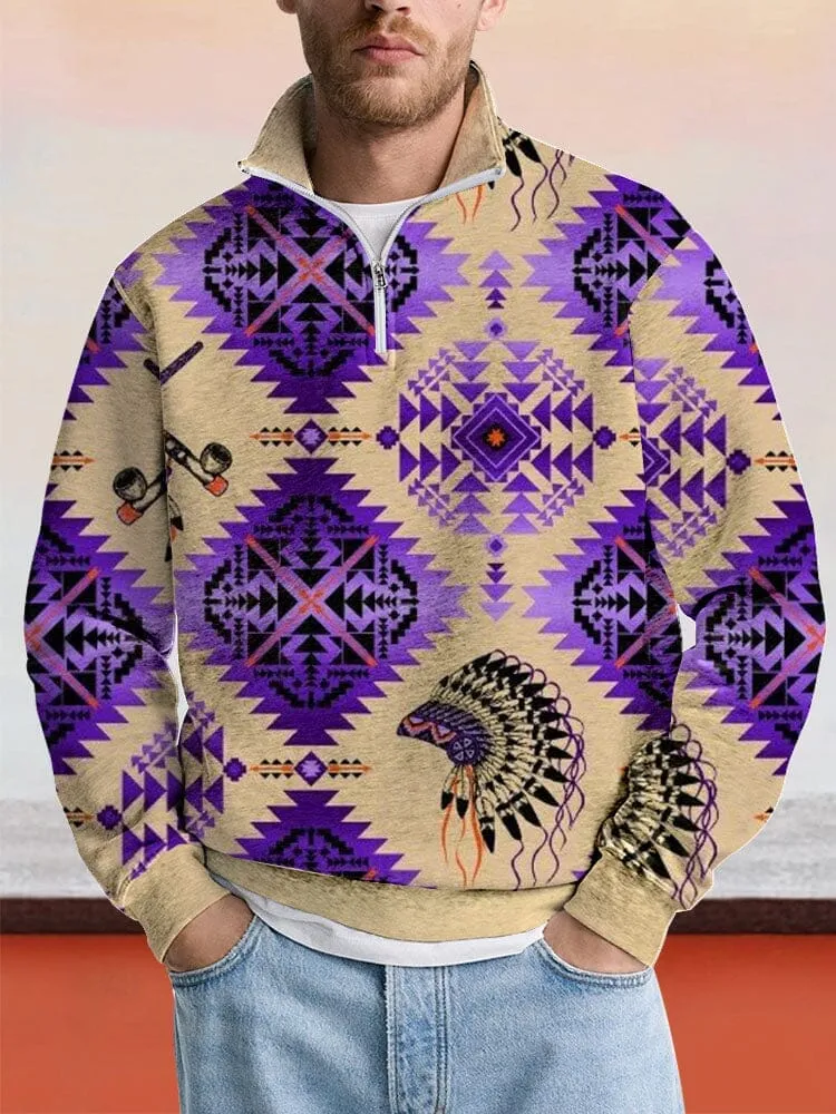 Casual Printed Zipper Sweatshirt