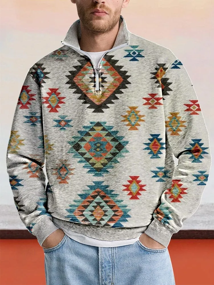 Casual Printed Zipper Sweatshirt