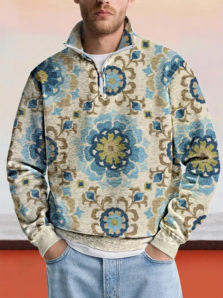 Casual Printed Zipper Sweatshirt