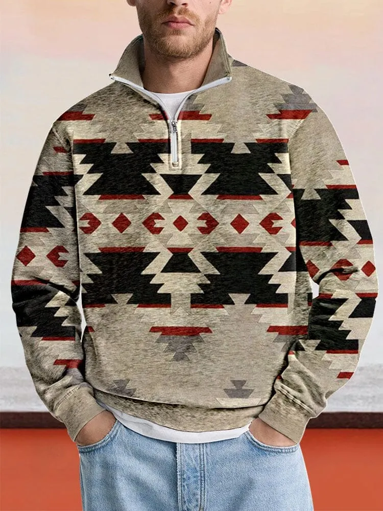 Casual Printed Zipper Sweatshirt