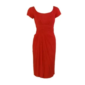 CEIL CHAPMAN 1950s Raspberry Chiffon Cocktail Dress Size 2