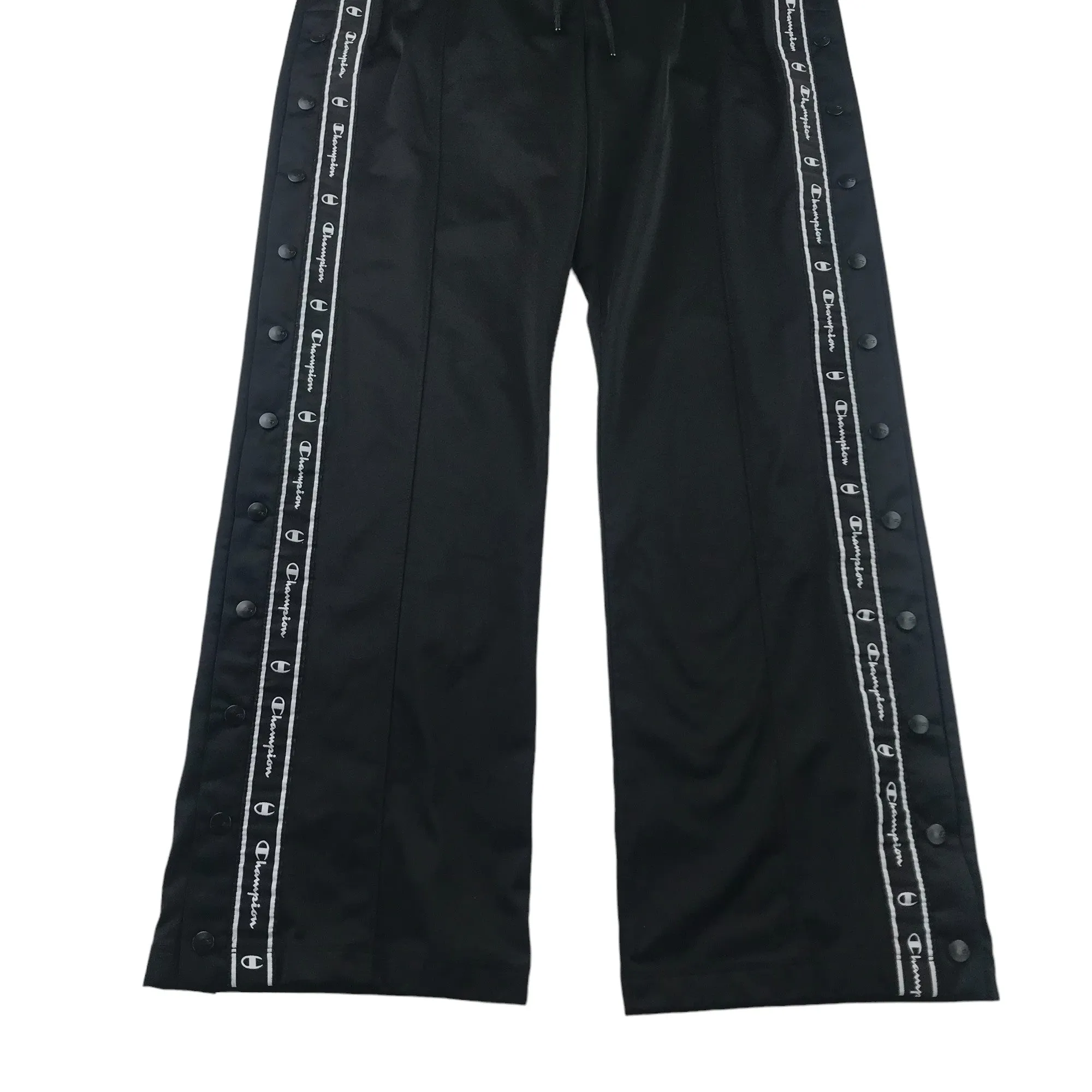 Champion joggers Adult Size M black clip buttons down the sides and logo panels