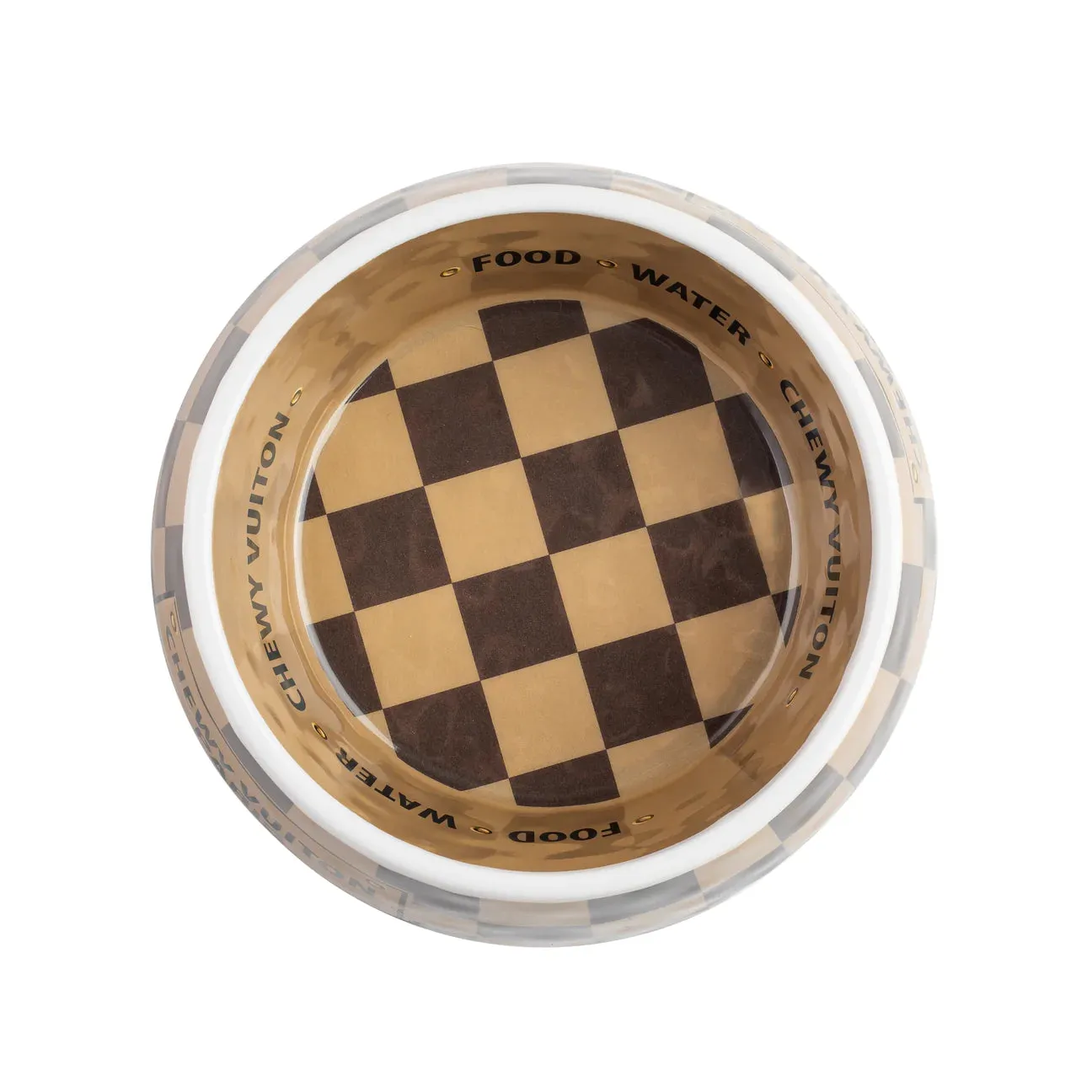 Checker Chewy Vuiton Dog Bowl