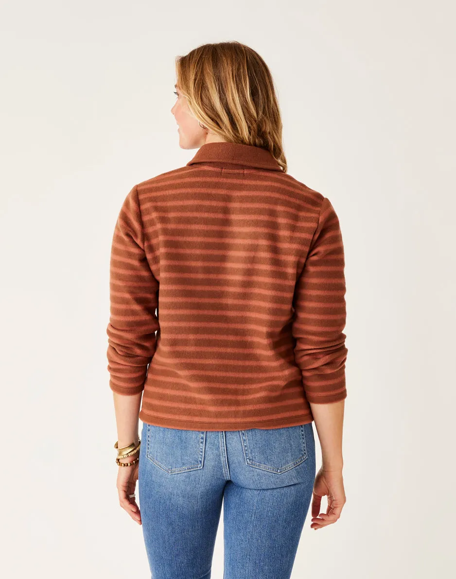 Clara Fleece Pullover: Chocolate Even Stripe