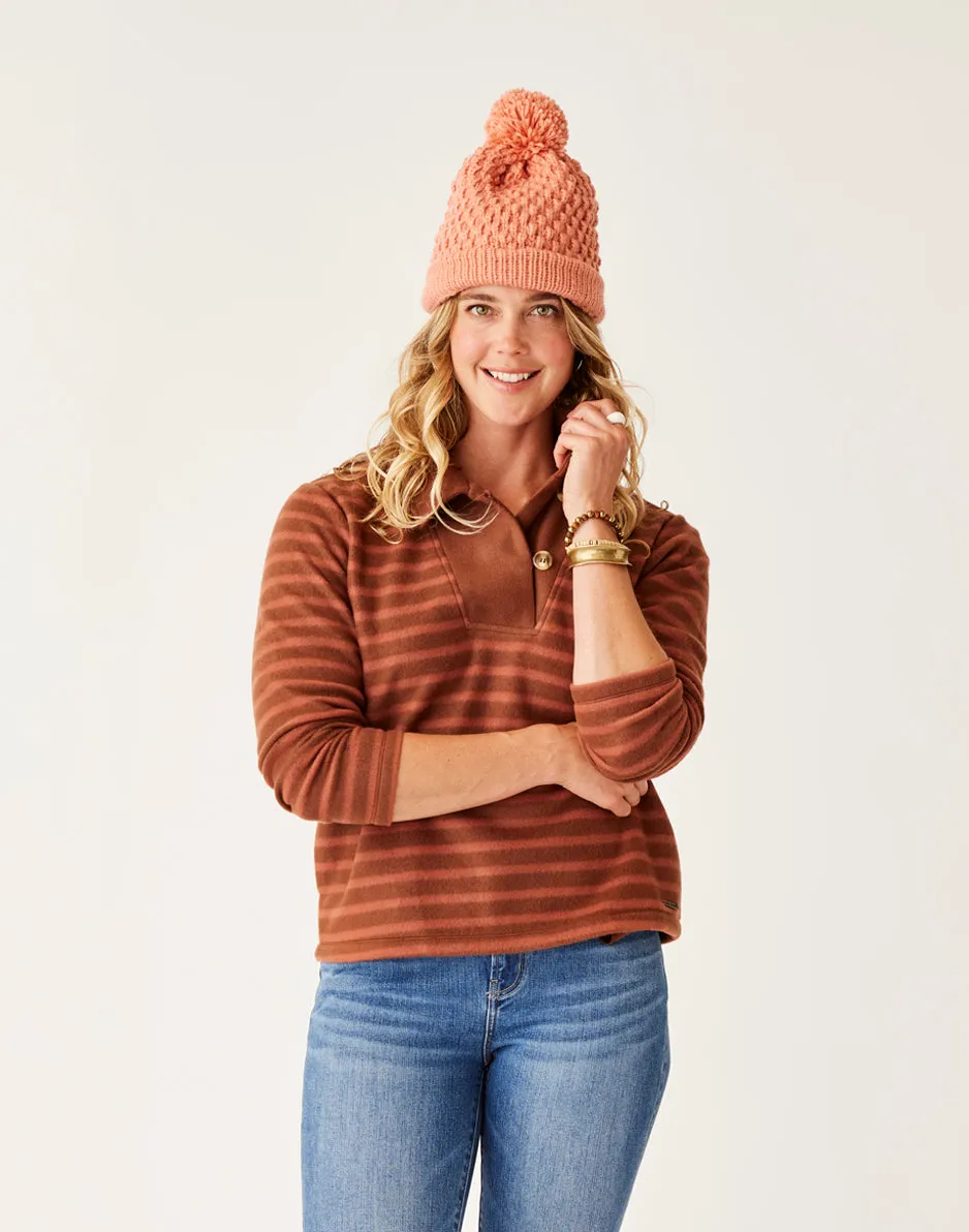 Clara Fleece Pullover: Chocolate Even Stripe