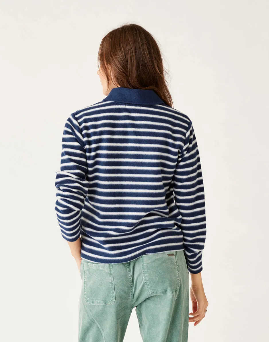 Clara Fleece Pullover: Navy Even Stripe