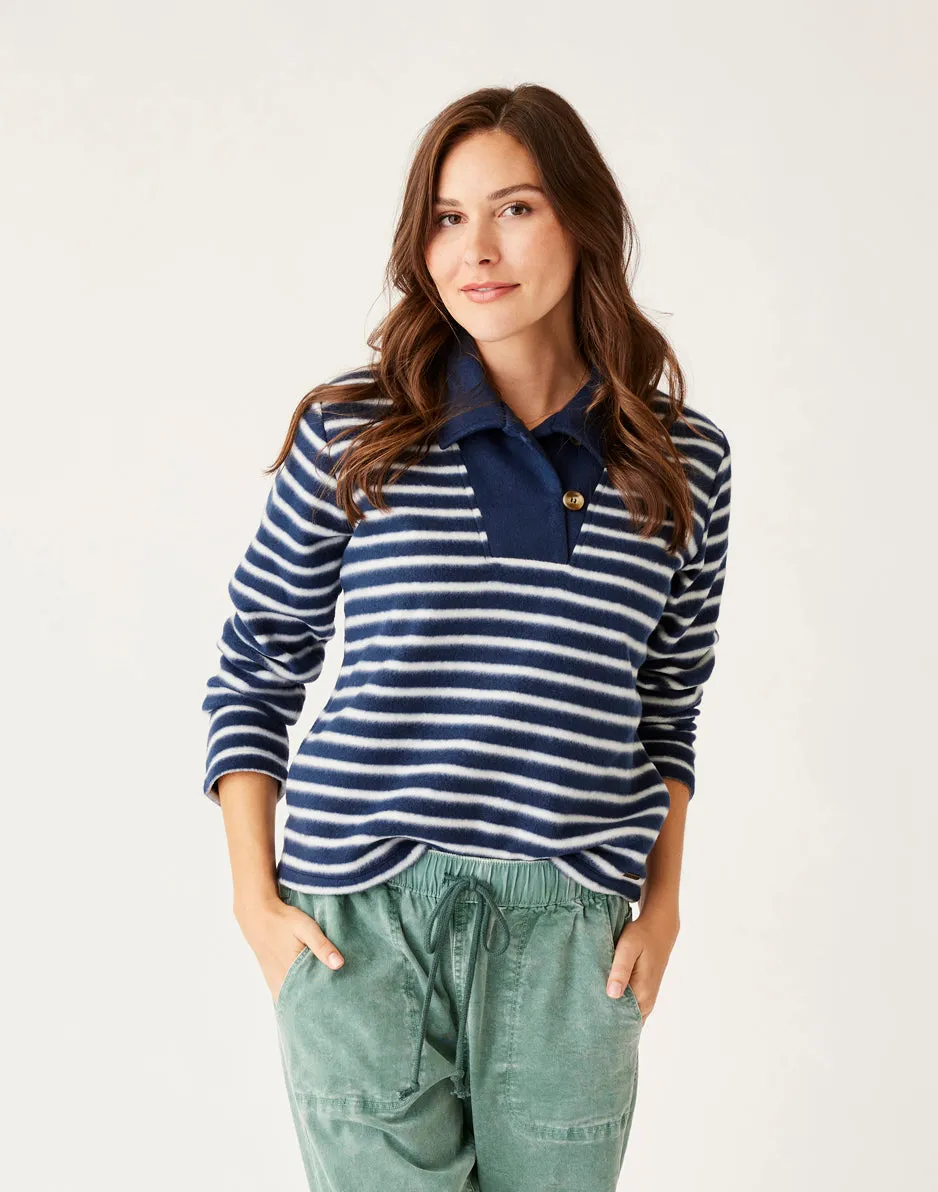 Clara Fleece Pullover: Navy Even Stripe