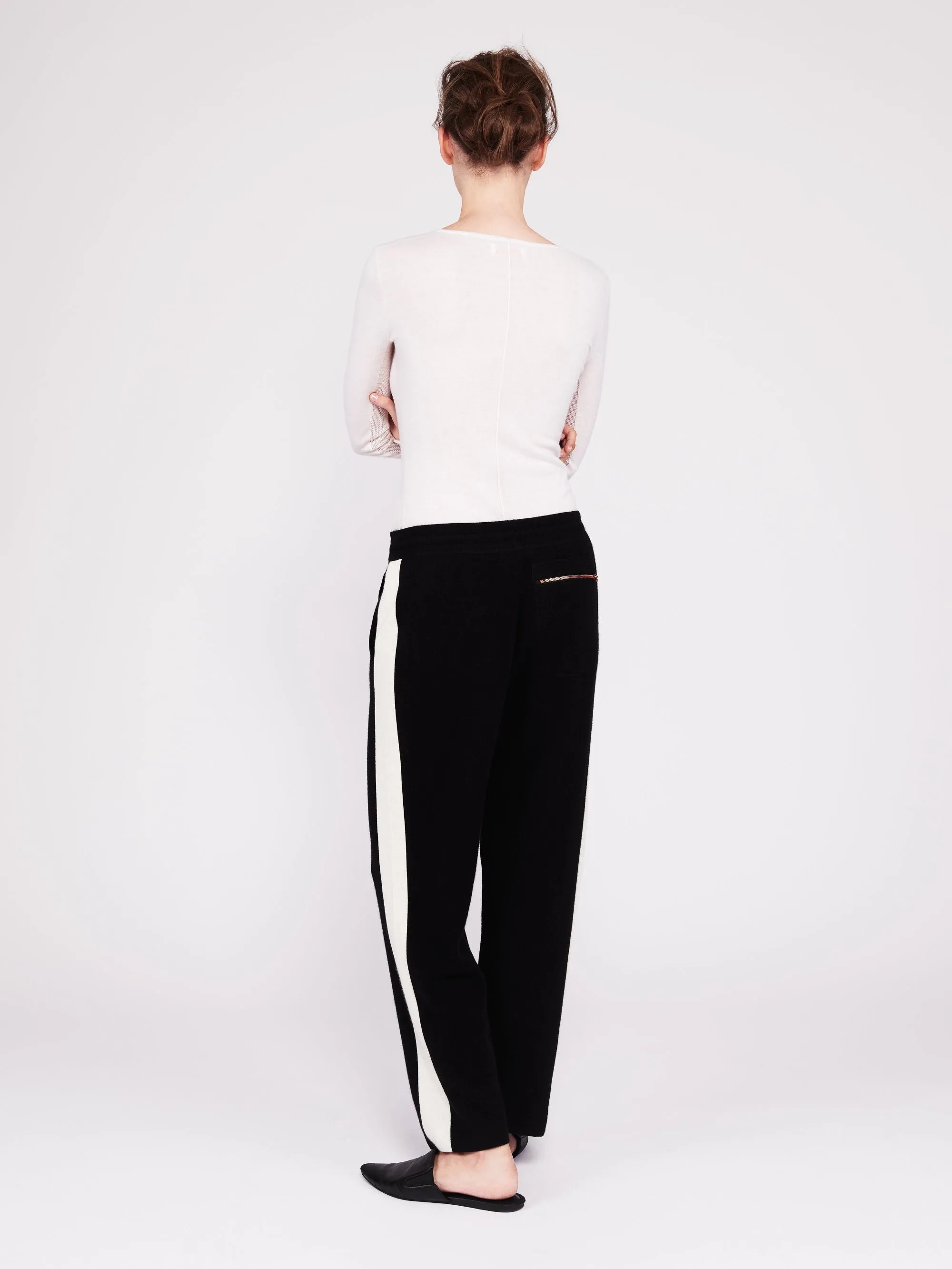 CMMC Striped Cashmere Track Pants - Noir x White