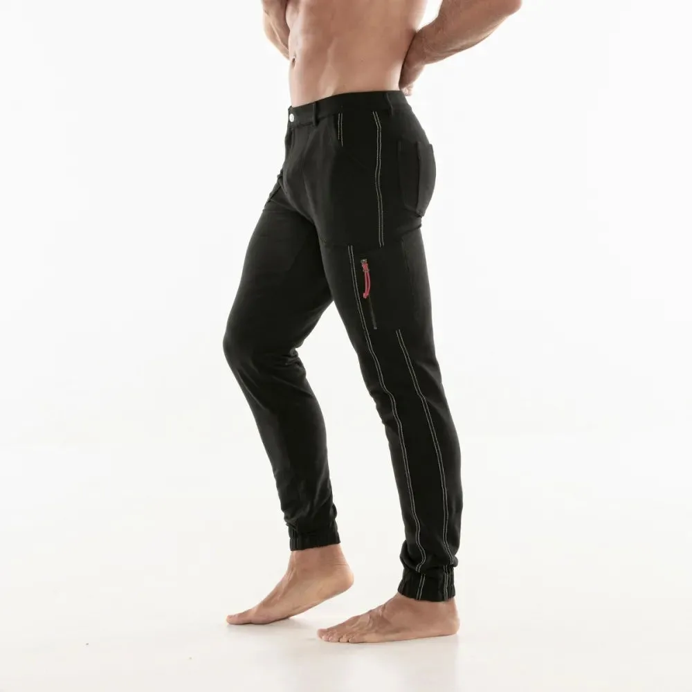 Code 22 slim fit cargo stretch pants 9716 black