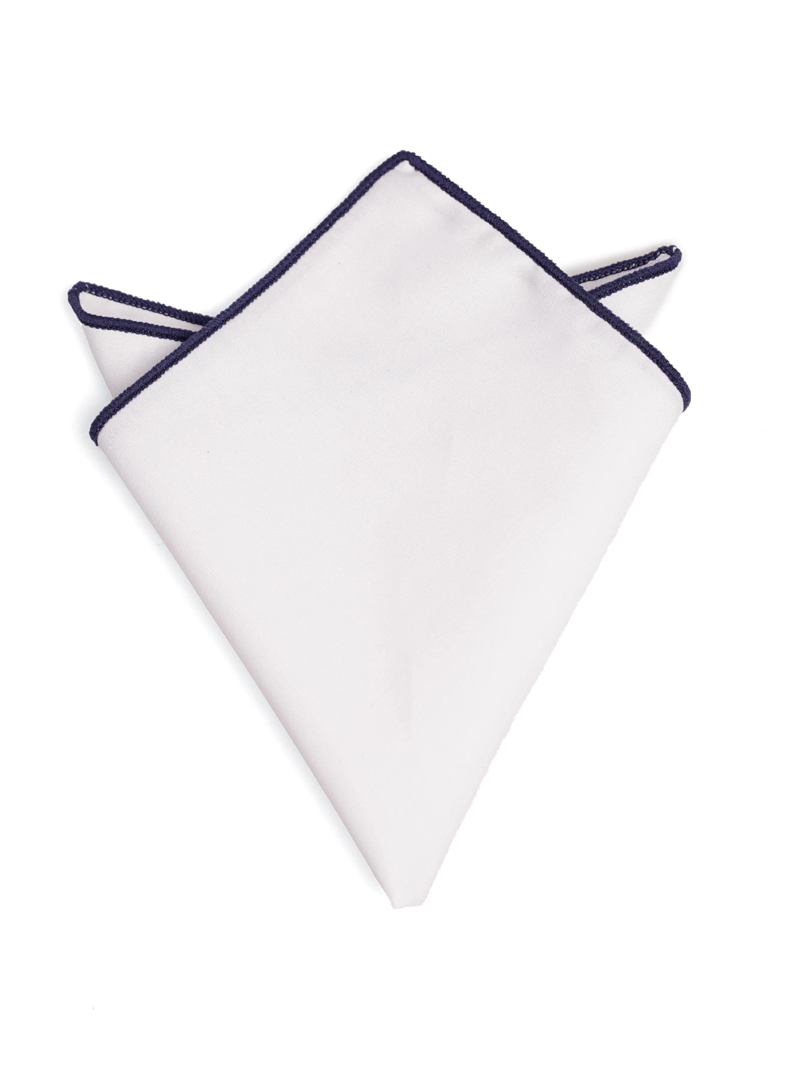 Cotton White Pocket Square with Contrast Piping