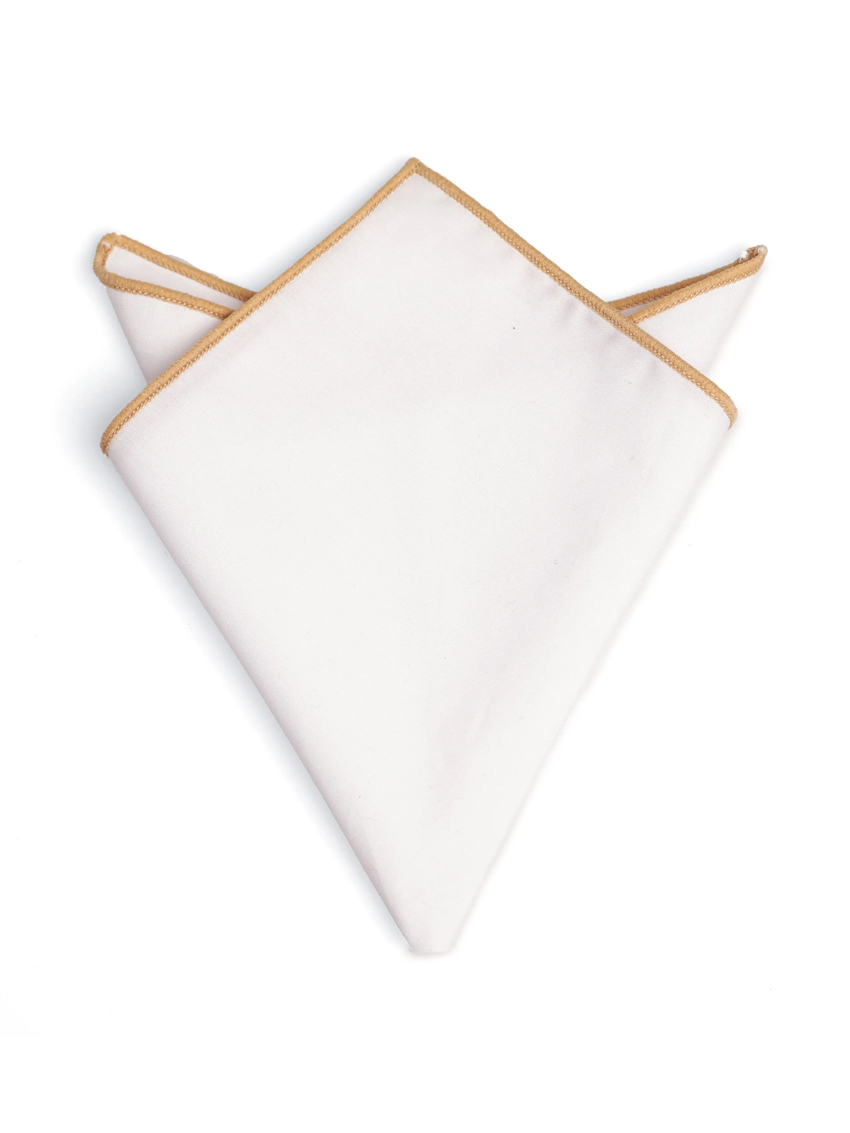 Cotton White Pocket Square with Contrast Piping